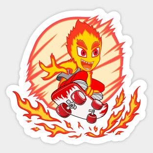 Fire enjoys skateboarding Sticker